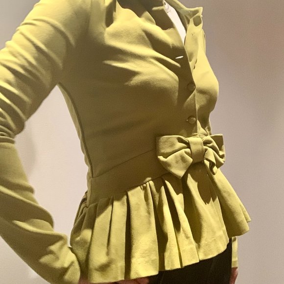RED VALENTINO Bow Detail Fitted Jacket Pistachio Green - Picture 2 of 11